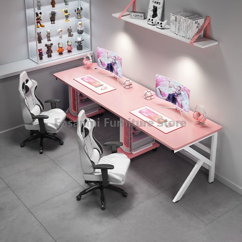 Home Office With Two Desks - Large 2-Person Gamer PC Desk with