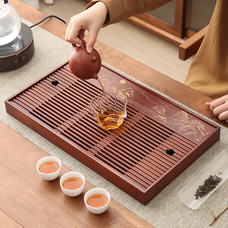 Desktop Organizer Bamboo - Bamboo Tea Tray Simple Household Storage