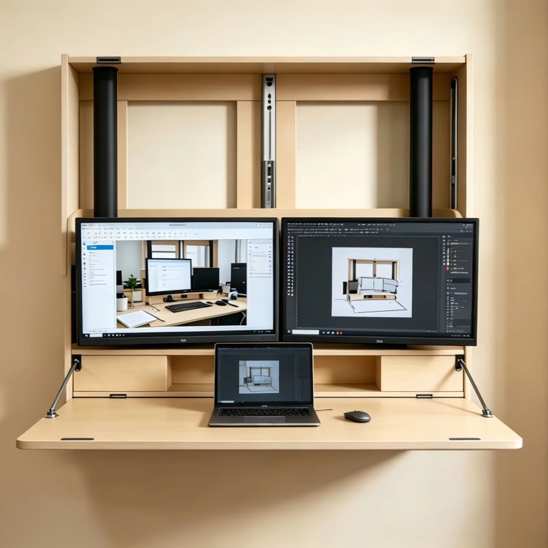 Home Office With Two Desks - Space Saving Home Workstation Fit Two