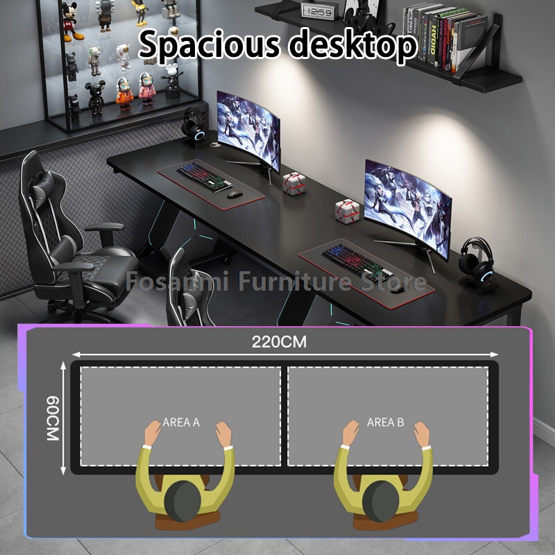 Large 2-Person Gamer PC Desk w - Home Office With Two Desks 评论和价格