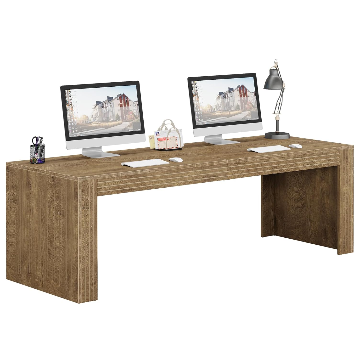 #79-Inch Extra Long Double Com - Home Office With Two Desks 评论和价格