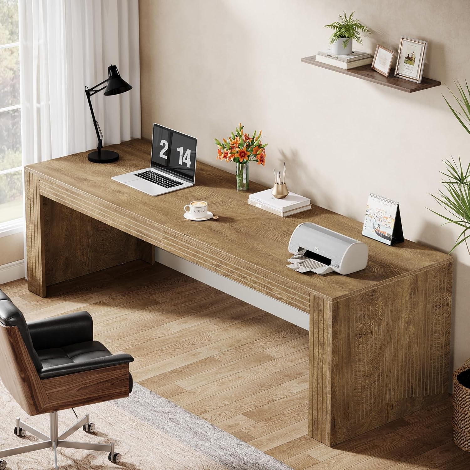 #79-Inch Extra Long Double Com - Home Office With Two Desks 评论和价格