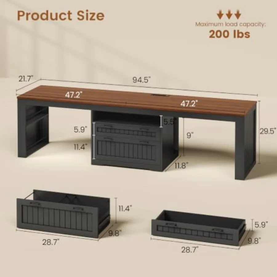 Farmhouse Two-person Desk for  - Home Office With Two Desks 评论和价格