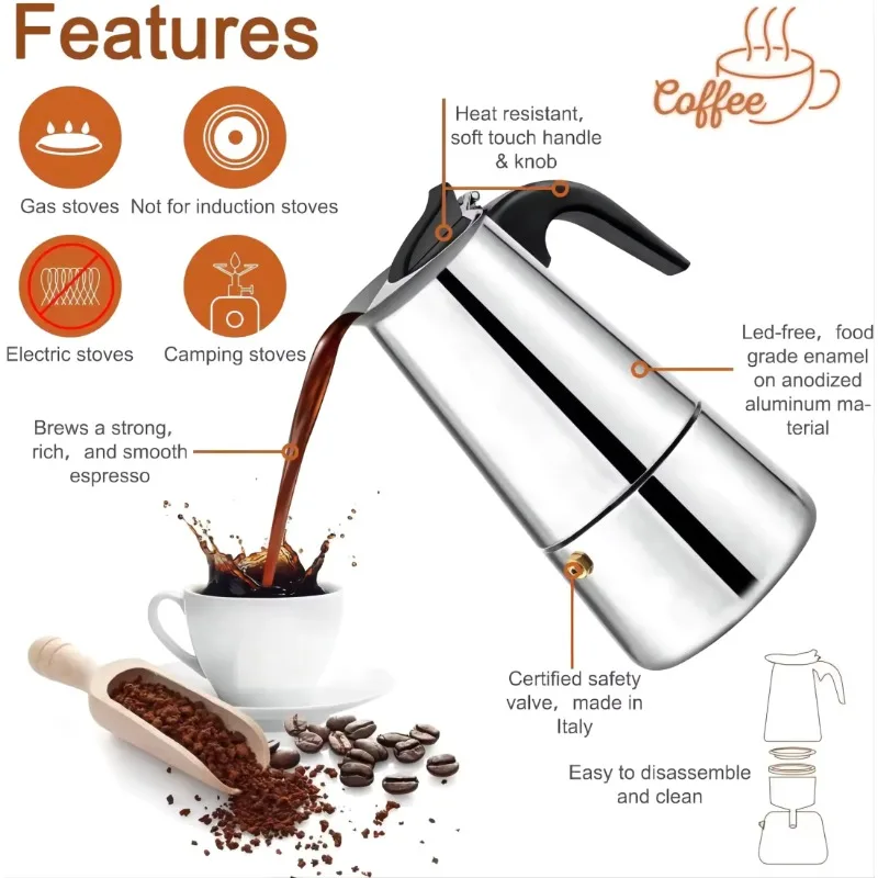 Italian Stainless Steel Moka C - Home Office Moka 评论和价格