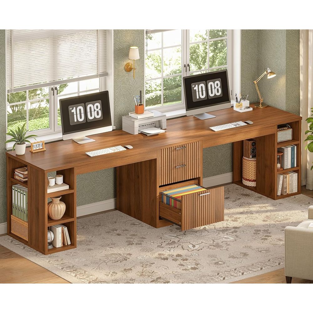 96.5 Computer Desk with Desks, - Home Office With Two Desks 评论和价格