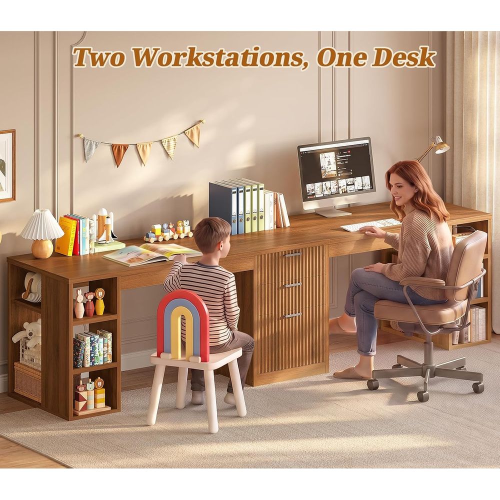 96.5 Computer Desk with Desks, - Home Office With Two Desks 评论和价格