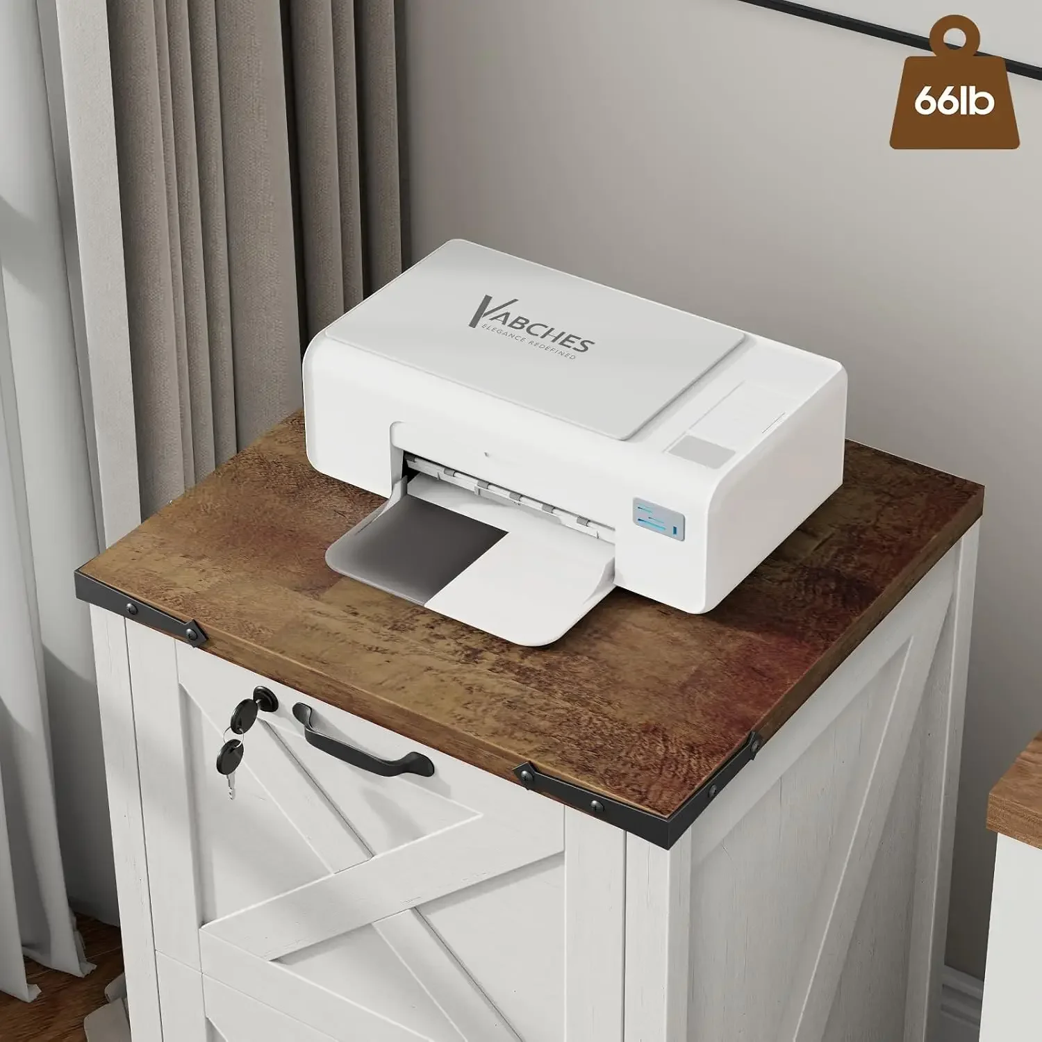 White Lock Wooden Two Drawer V - Home Office With Two Desks 评论和价格