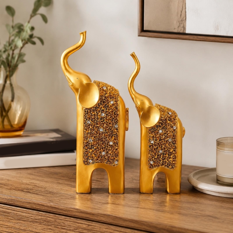  Elephant Desk Sculptures, Two - Home Office With Two Desks 评论和价格