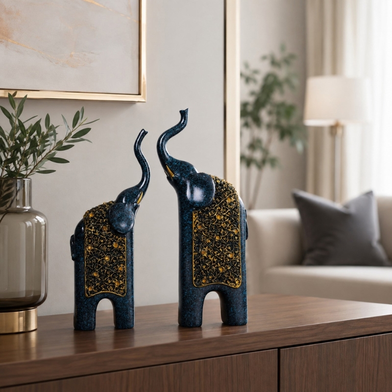 Elephant Desk Sculptures, Two - Home Office With Two Desks 评论和价格