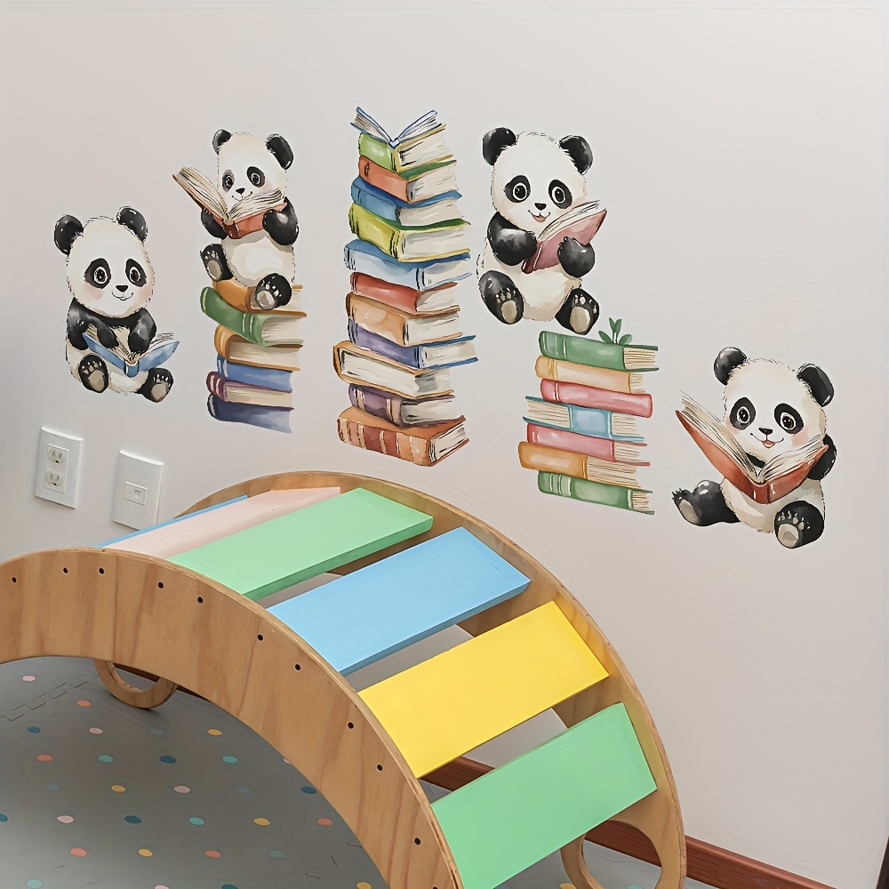 Cartoon Panda Read Book Wall S - Home Office Library 评论和价格