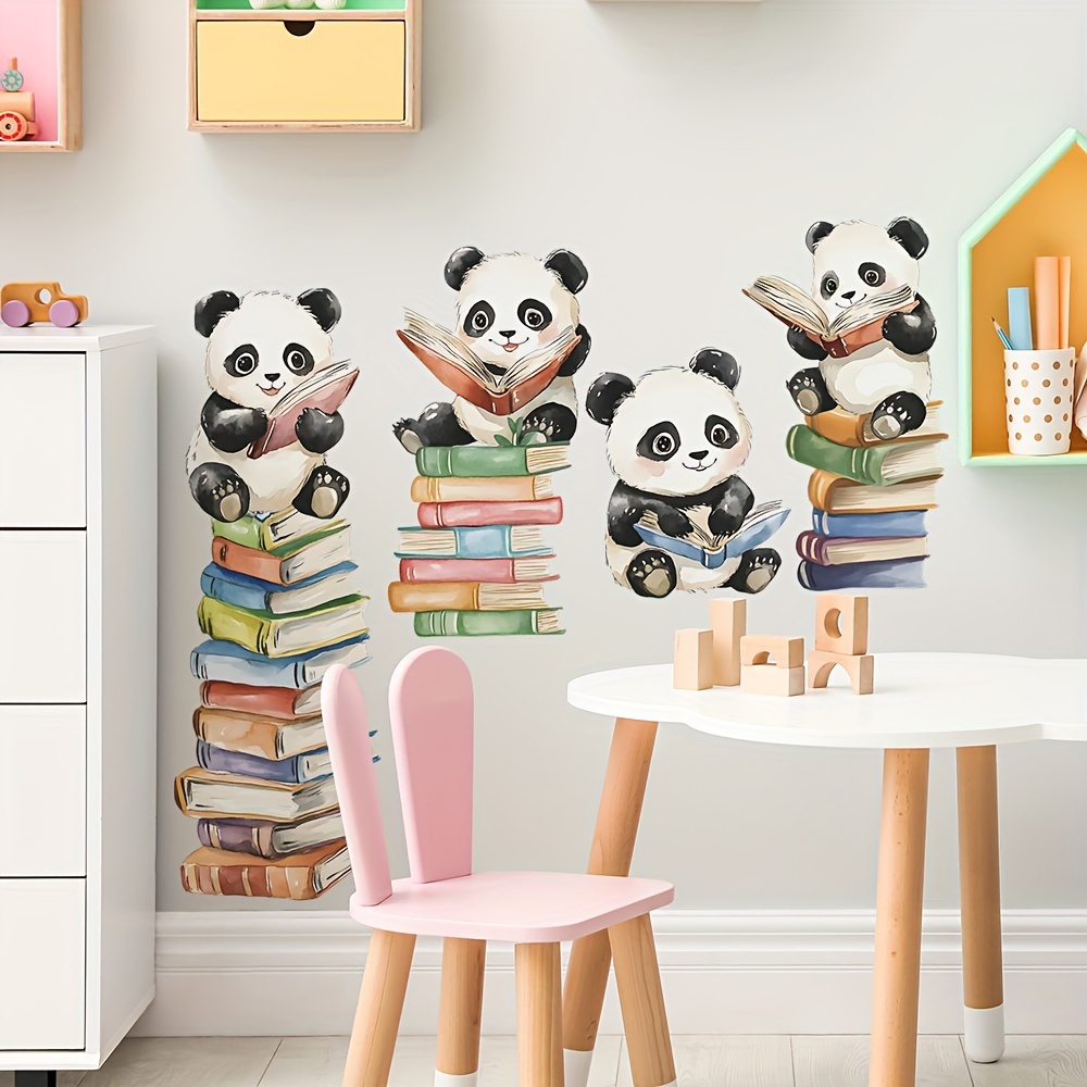 Cartoon Panda Read Book Wall S - Home Office Library 评论和价格
