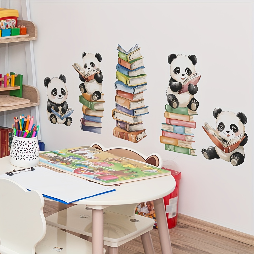 Cartoon Panda Read Book Wall S - Home Office Library 评论和价格