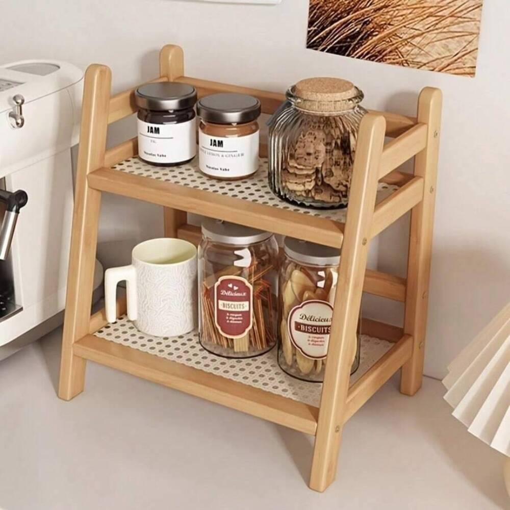 2-Tier Bamboo Countertop Stora - Desktop Organizer Bamboo 评论和价格