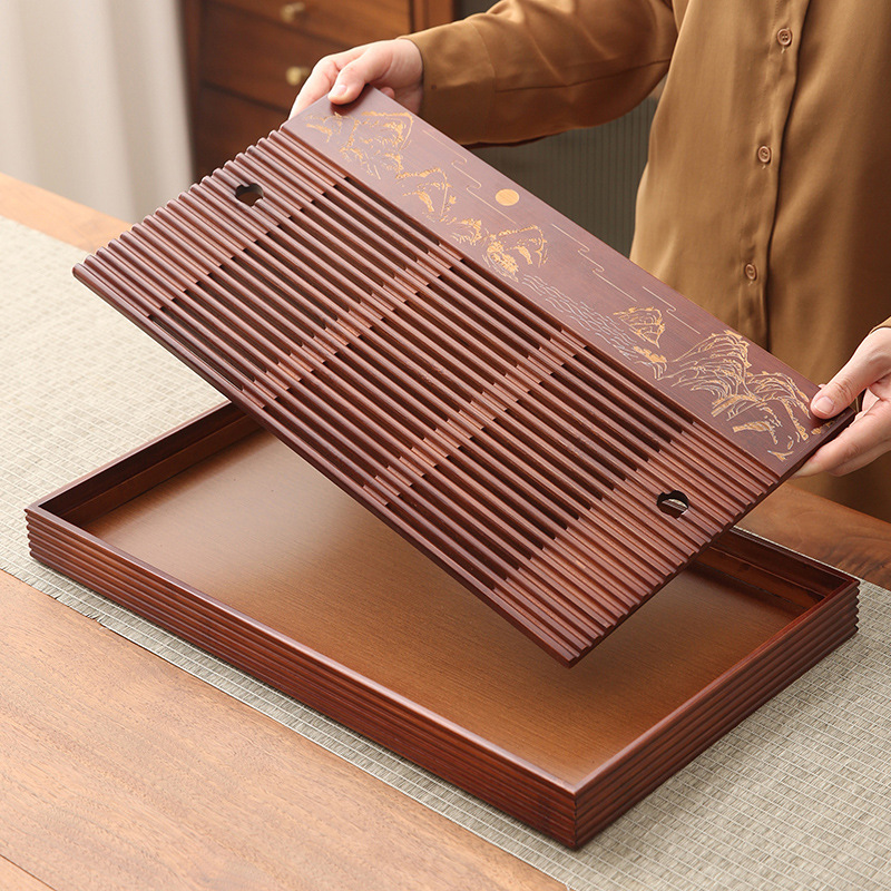 Bamboo Tea Tray Simple Househo - Desktop Organizer Bamboo 评论和价格