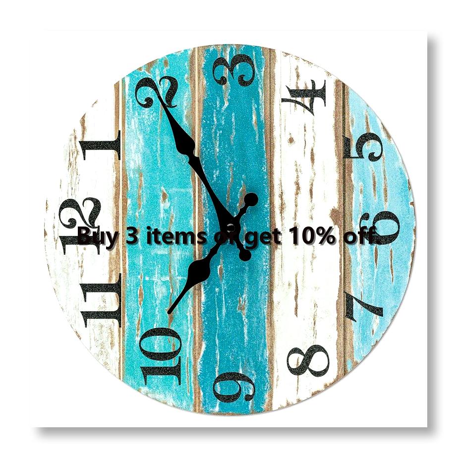 Wall Clock-Beach Themed Blue W - Home Office Room 评论和价格