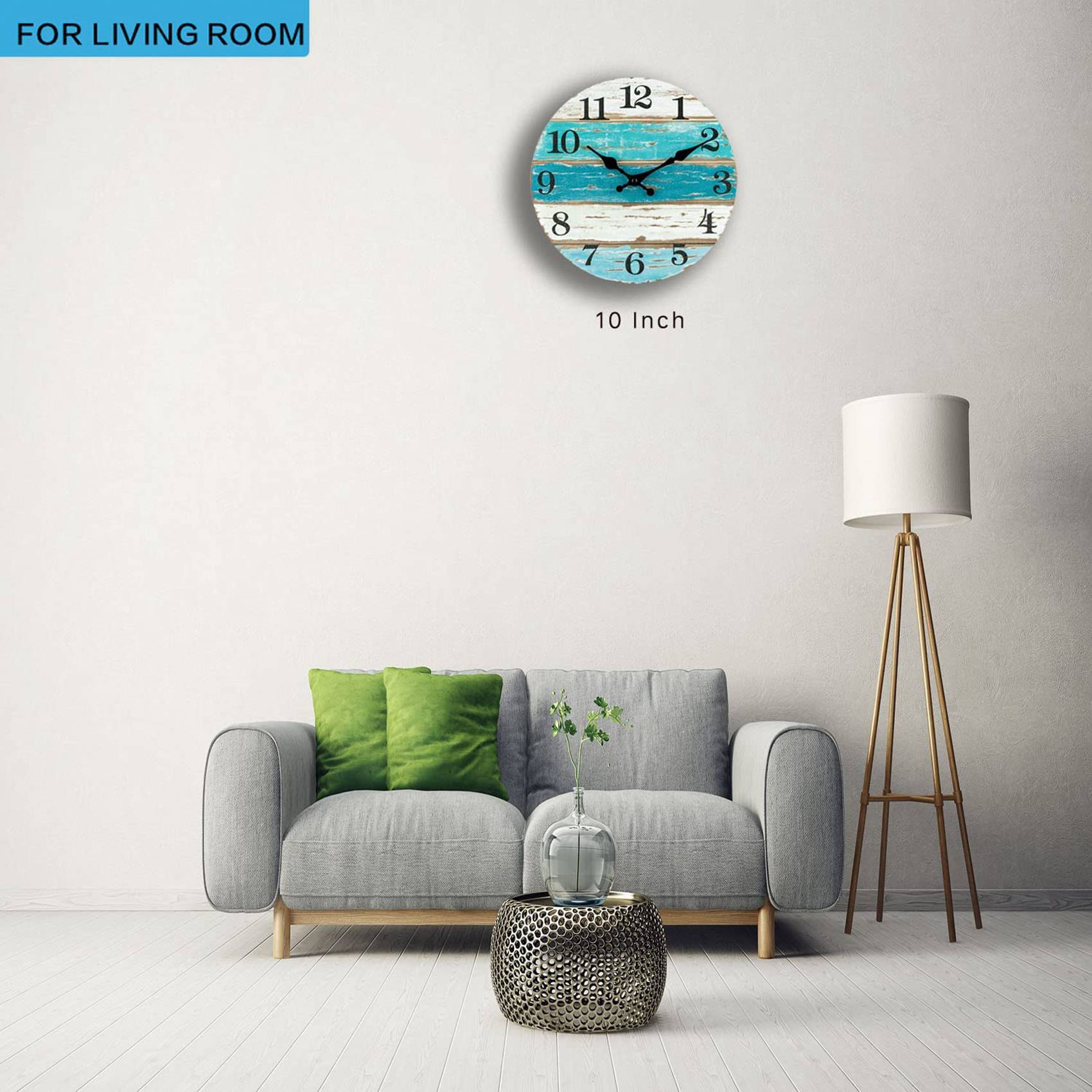 Wall Clock-Beach Themed Blue W - Home Office Room 评论和价格