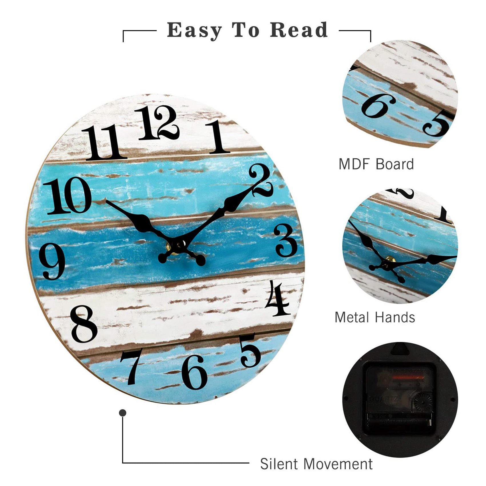Wall Clock-Beach Themed Blue W - Home Office Room 评论和价格