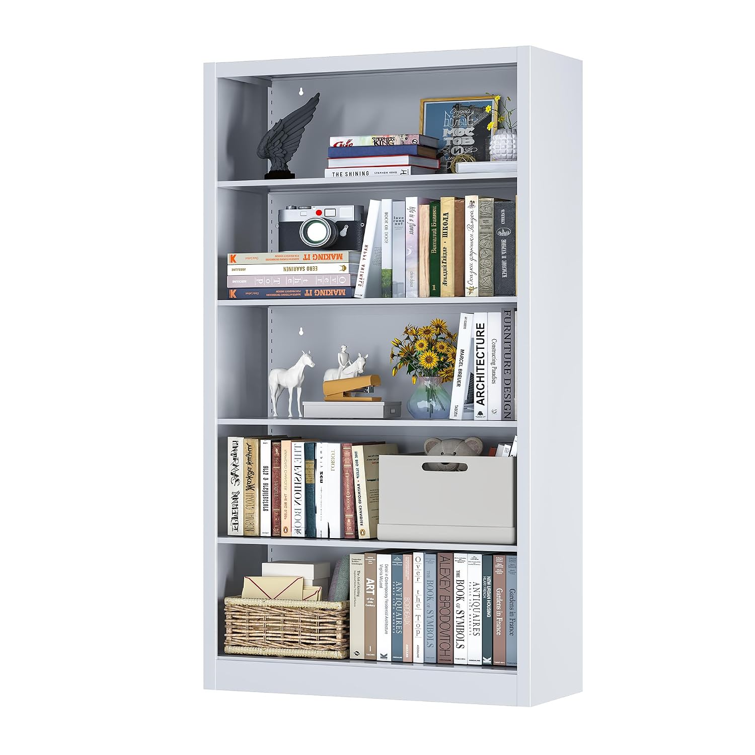 5-Shelf Metal Bookcase Adjusta - Home Office Library 评论和价格