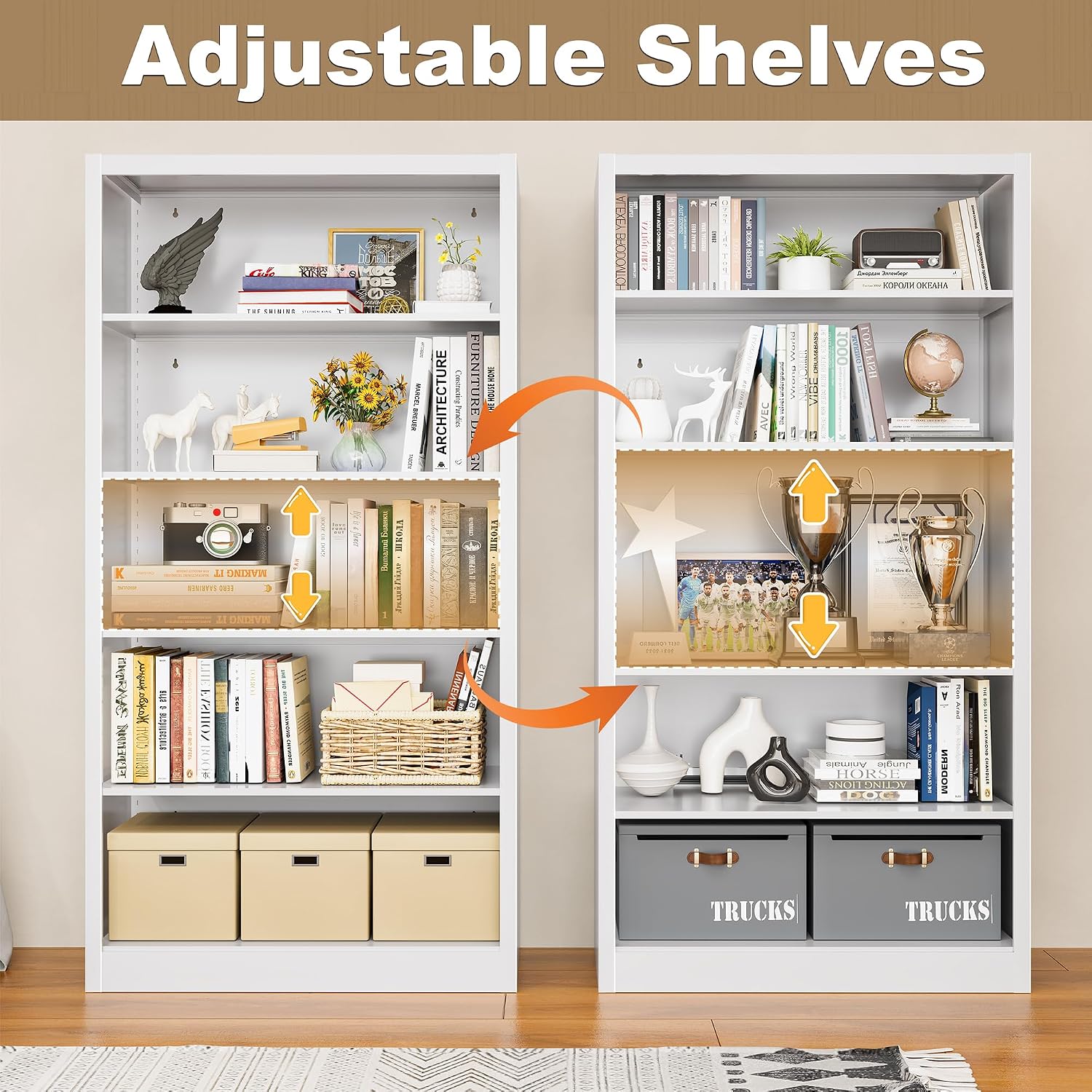 5-Shelf Metal Bookcase Adjusta - Home Office Library 评论和价格