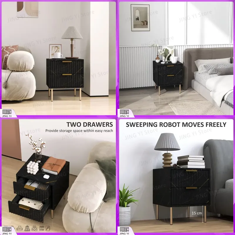 Elegant Two-Drawer Bedside Tab - Home Office With Two Desks 评论和价格
