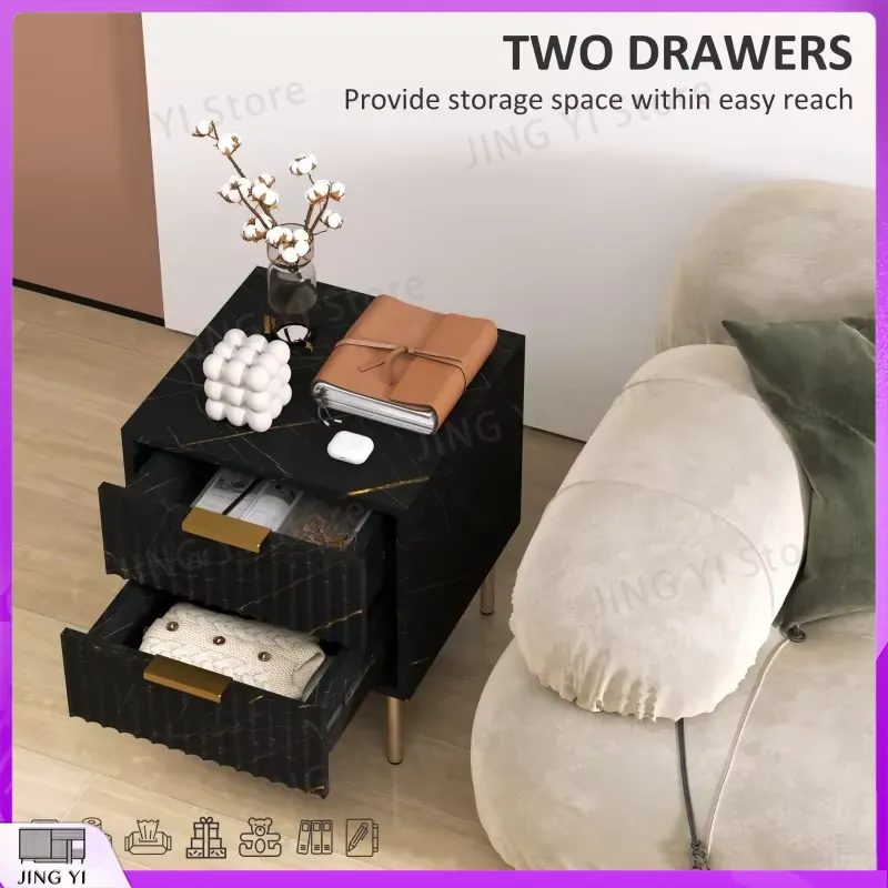 Elegant Two-Drawer Bedside Tab - Home Office With Two Desks 评论和价格