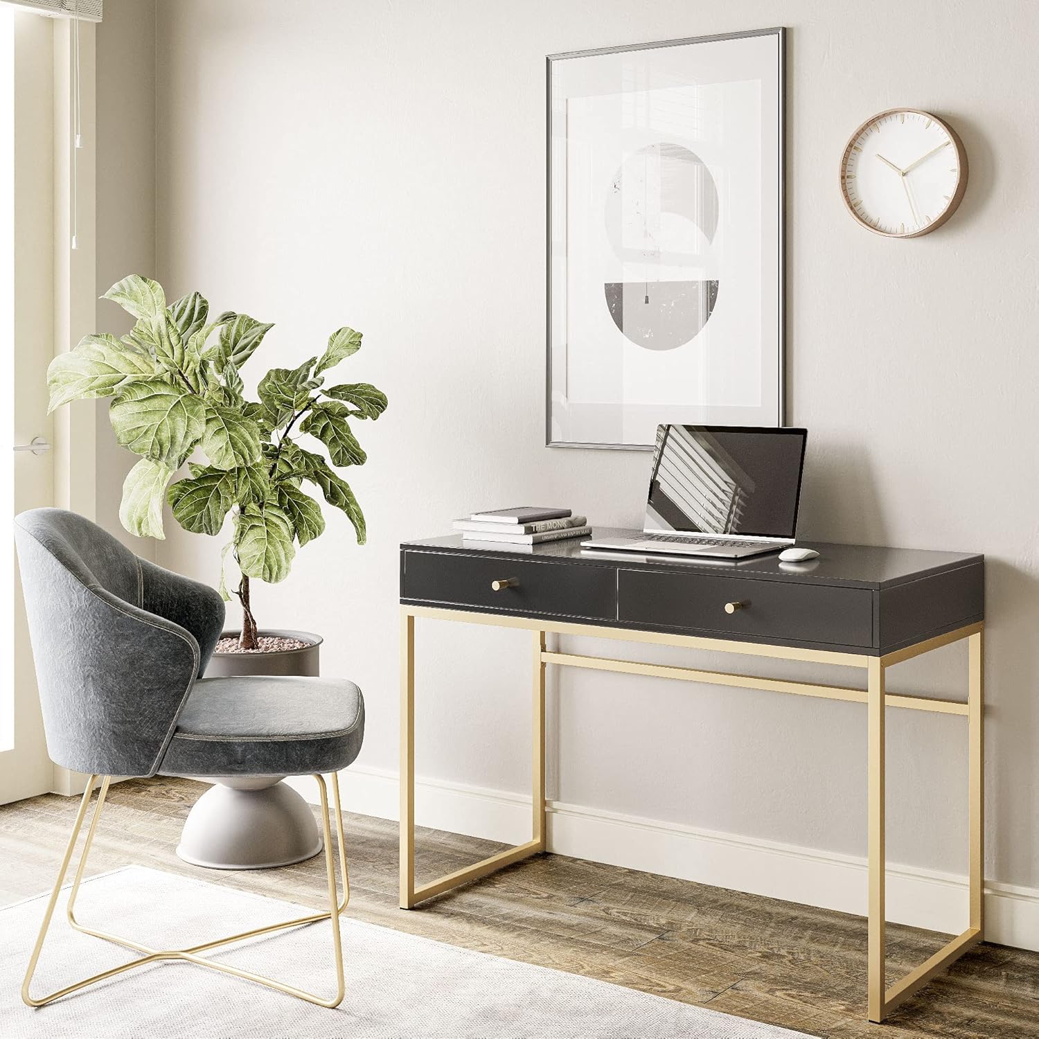 42 Inch Makeup Vanity or Home  - Home Office With Two Desks 评论和价格