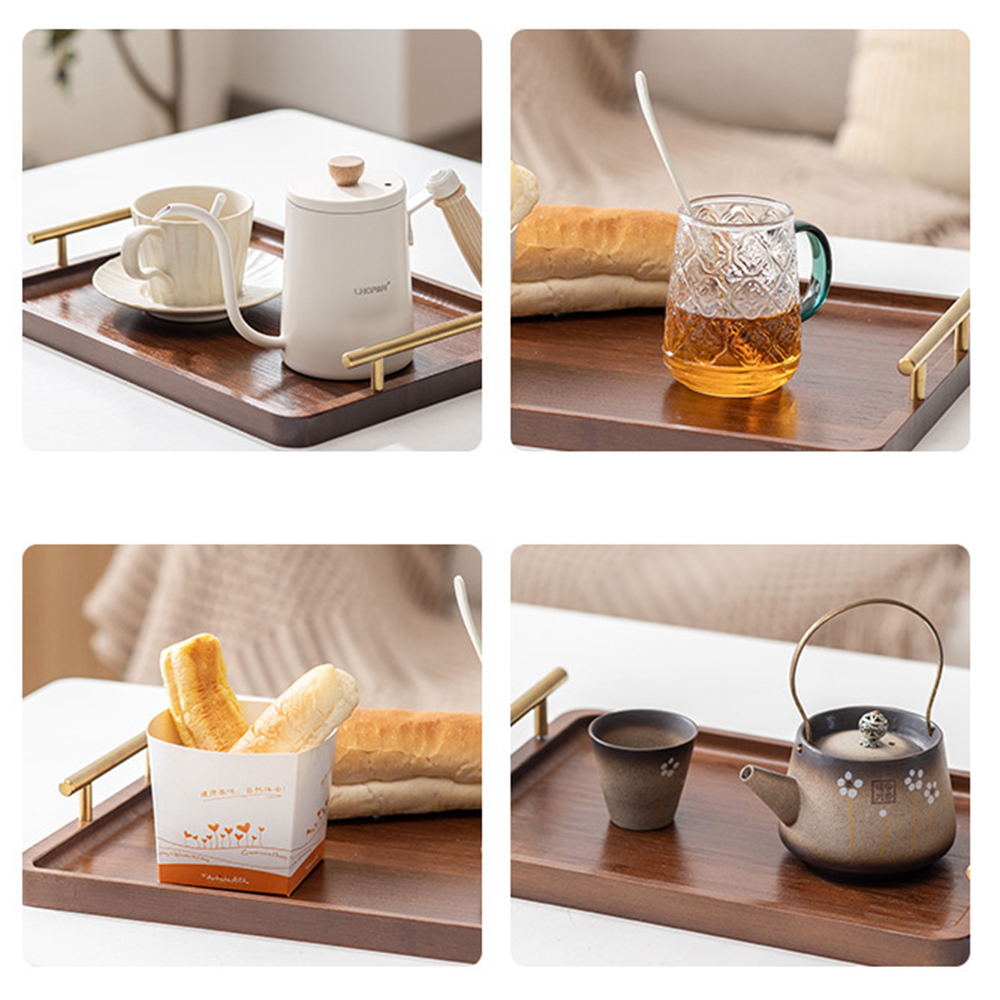 Wooden Serving Tray with Handl - Desktop Organizer Bamboo 评论和价格