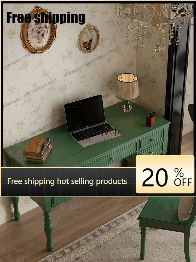 X4  Vintage Style Two-in-One O - Home Office With Two Desks 评论和价格