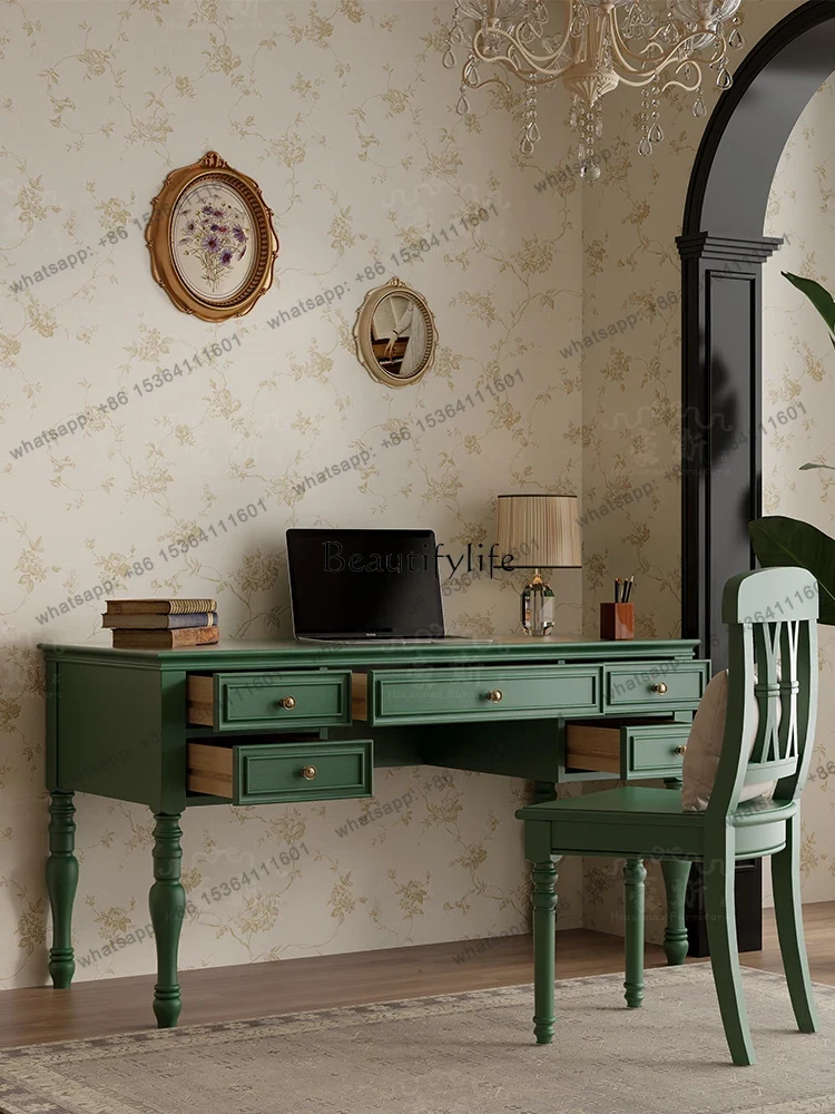 X4  Vintage Style Two-in-One O - Home Office With Two Desks 评论和价格