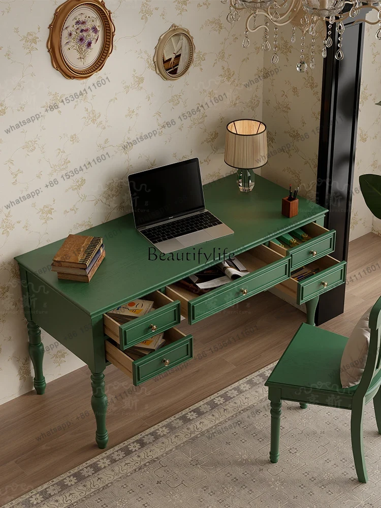 X4  Vintage Style Two-in-One O - Home Office With Two Desks 评论和价格